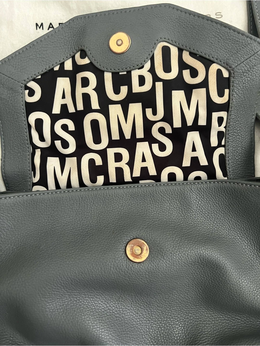 Marc by Marc Jacobs Gray Pebbled Leather Crossbody with Gold Hardware - Picture 3 of 8